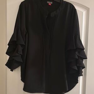 Vince Camuto Black Ruffle Sleeve Top